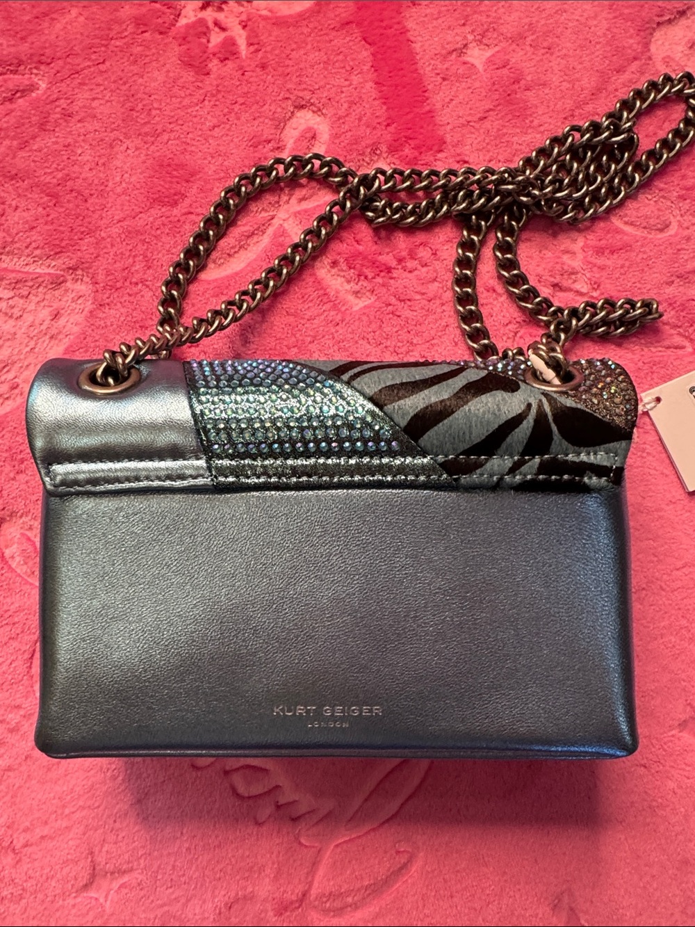 Kurt Geiger Kensington Collector • Mixed Leathers • Iridescent Blue • NWT - Picture 4 of 9